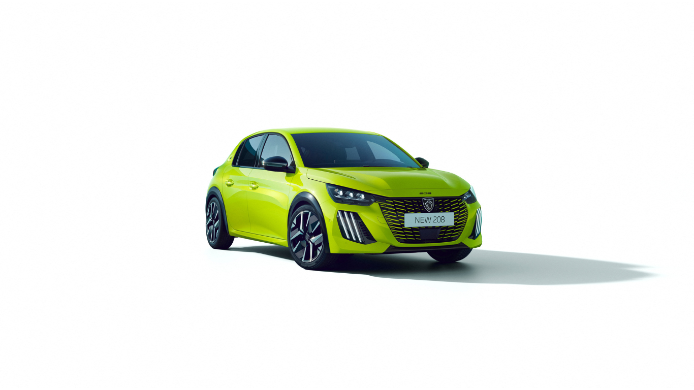 Zu sehen ist ein grüner Peugeot 208